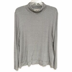 41 Hawthorn | Striped Turtleneck Top Spandex Black White Size XL